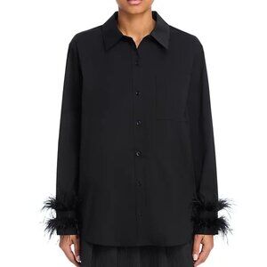 English Factory Black Feather-Cuff Pointed Collar Shirt NWT M – 100% Cotton